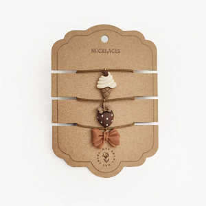 Набор ожерелий с подвеской Mrs. Ertha "Icecream Strawberry Bow", 3 шт